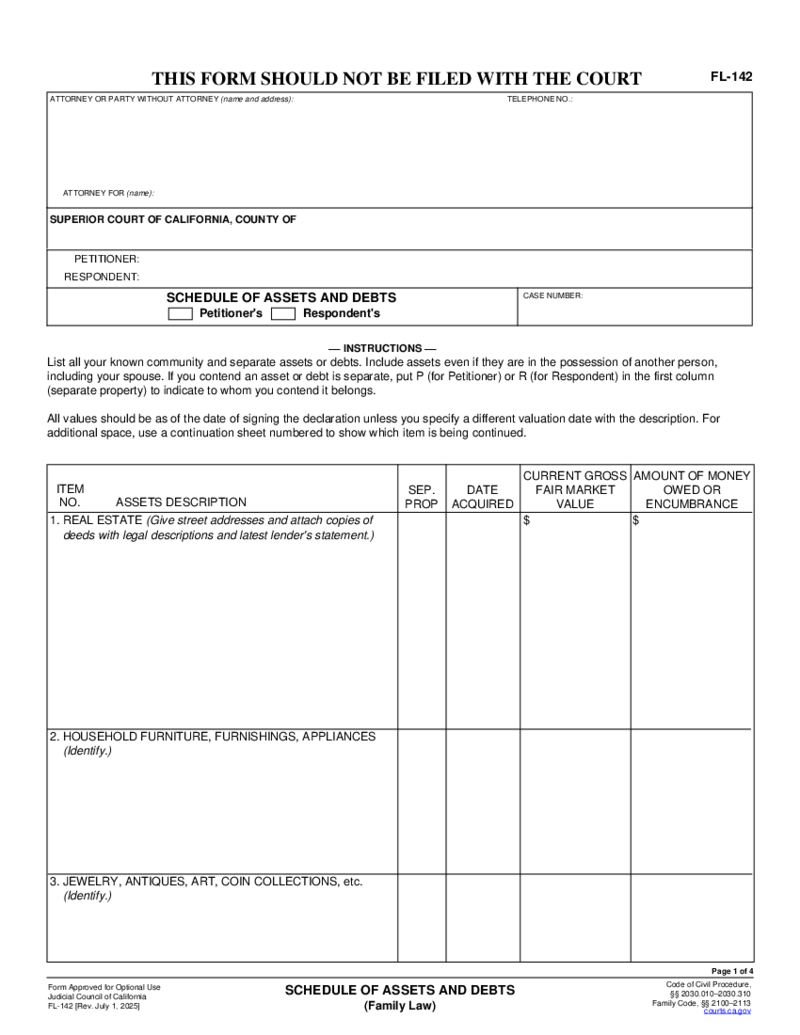 Form FL-142
