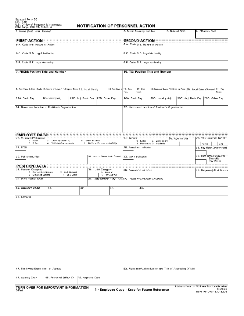 Standard Form 50 (SF-50)