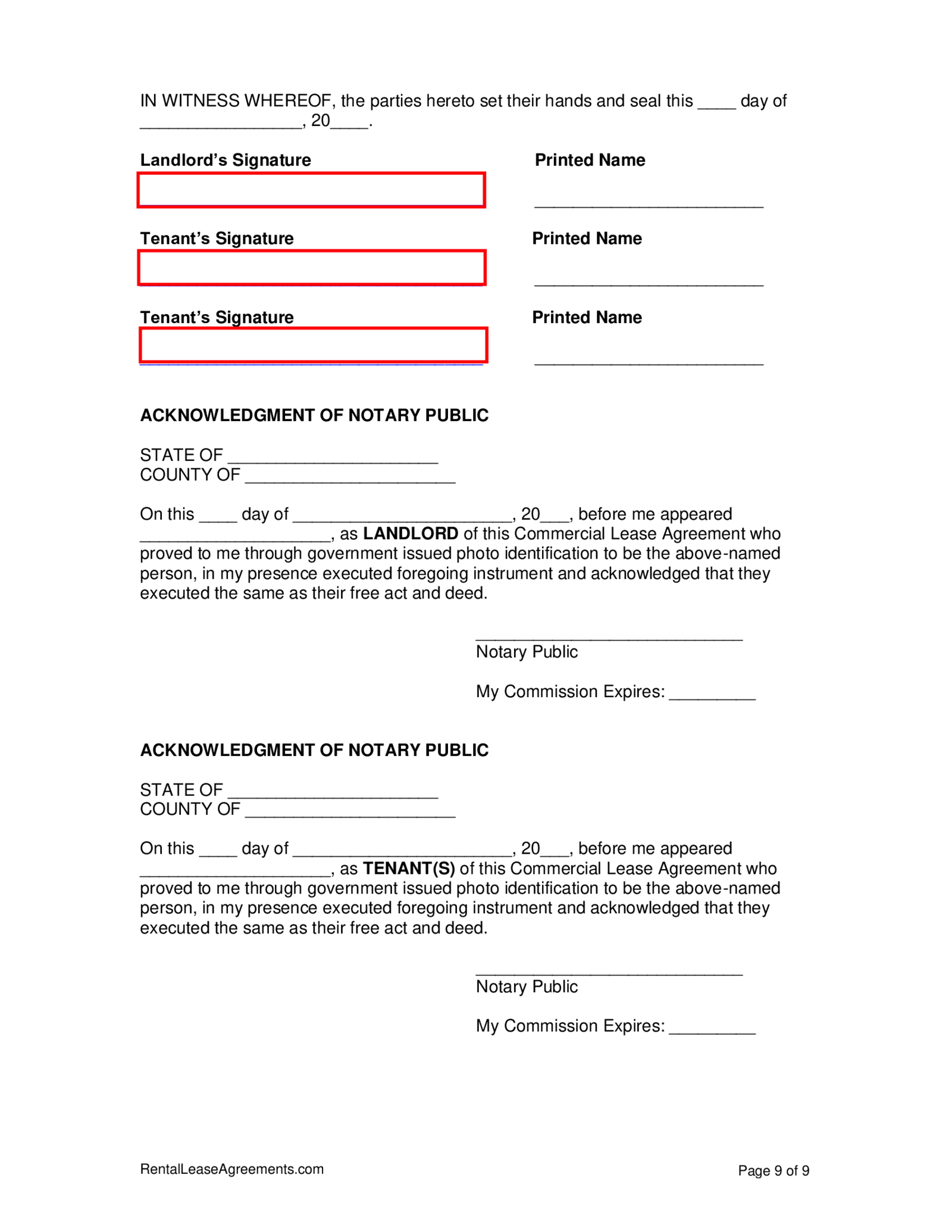 Missouri Commercial Lease Agreement - Thumbnail