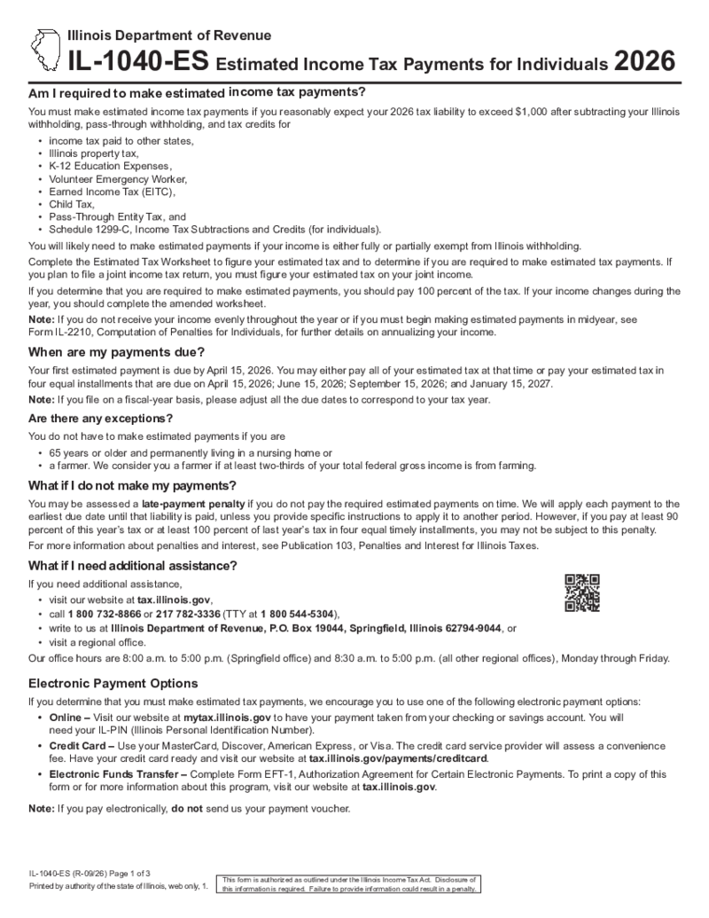 Illinois Form IL-1040-ES