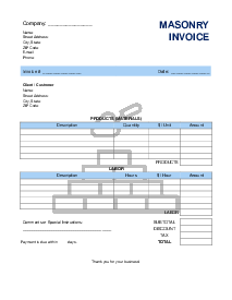 Masonry Invoice Template - Thumbnail