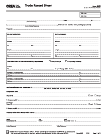 Trade Record Sheet OREA (Form 640) - Thumbnail