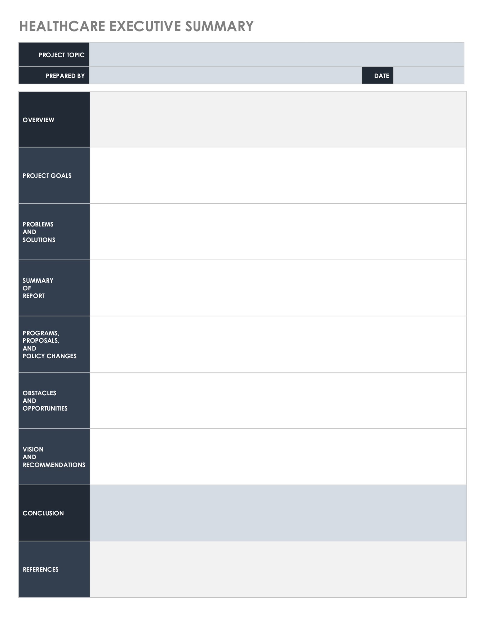 Healthcare Executive Summary Template - Thumbnail