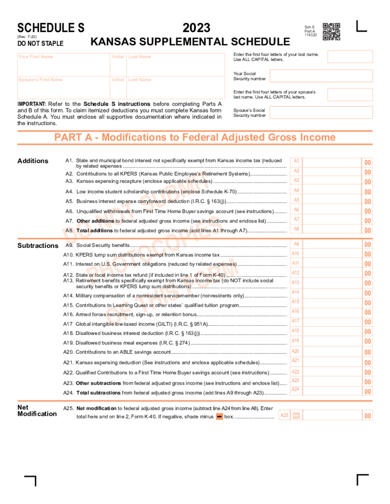 Kansas Schedule S