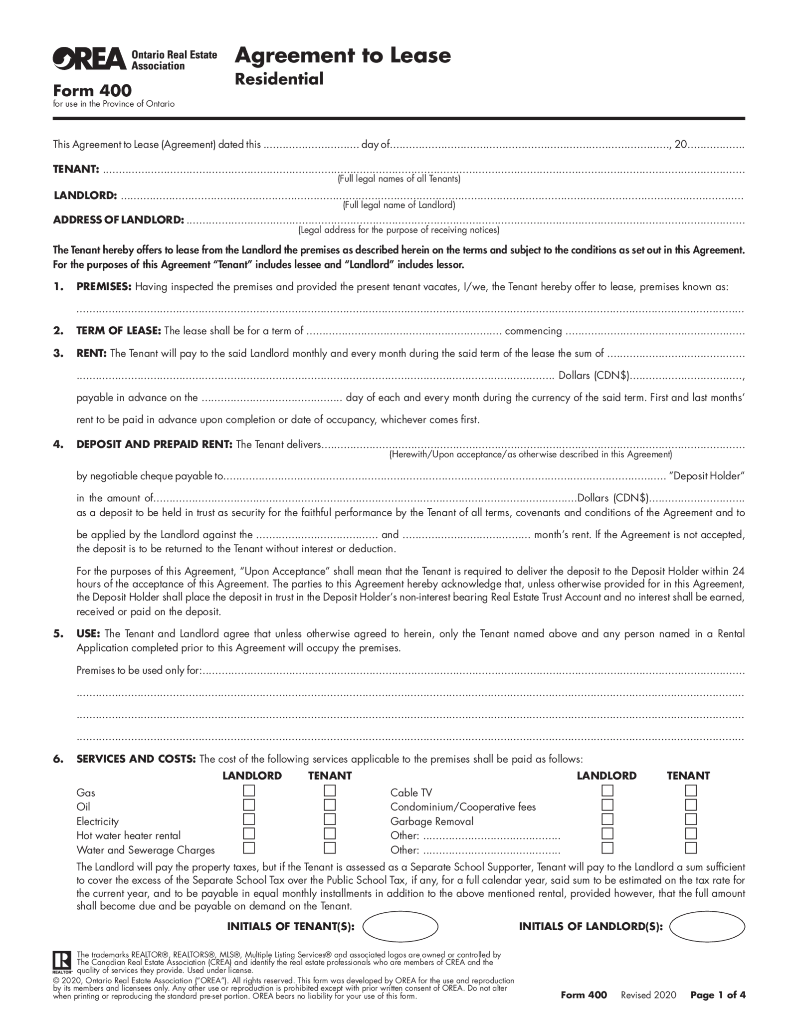 Prepare & Download Your OREA Form 400 - Thumbnail