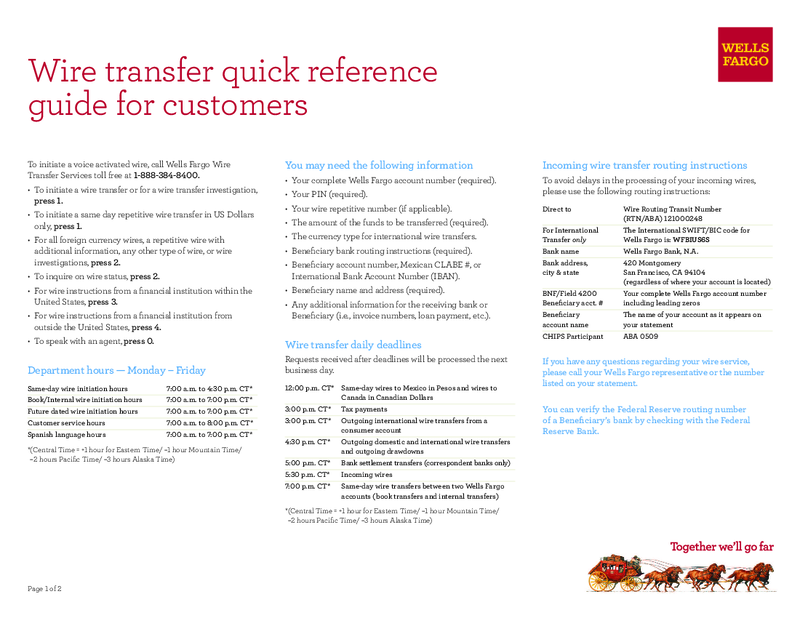 Wells Fargo Wire Transfer