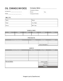 Oil Change Invoice - Thumbnail