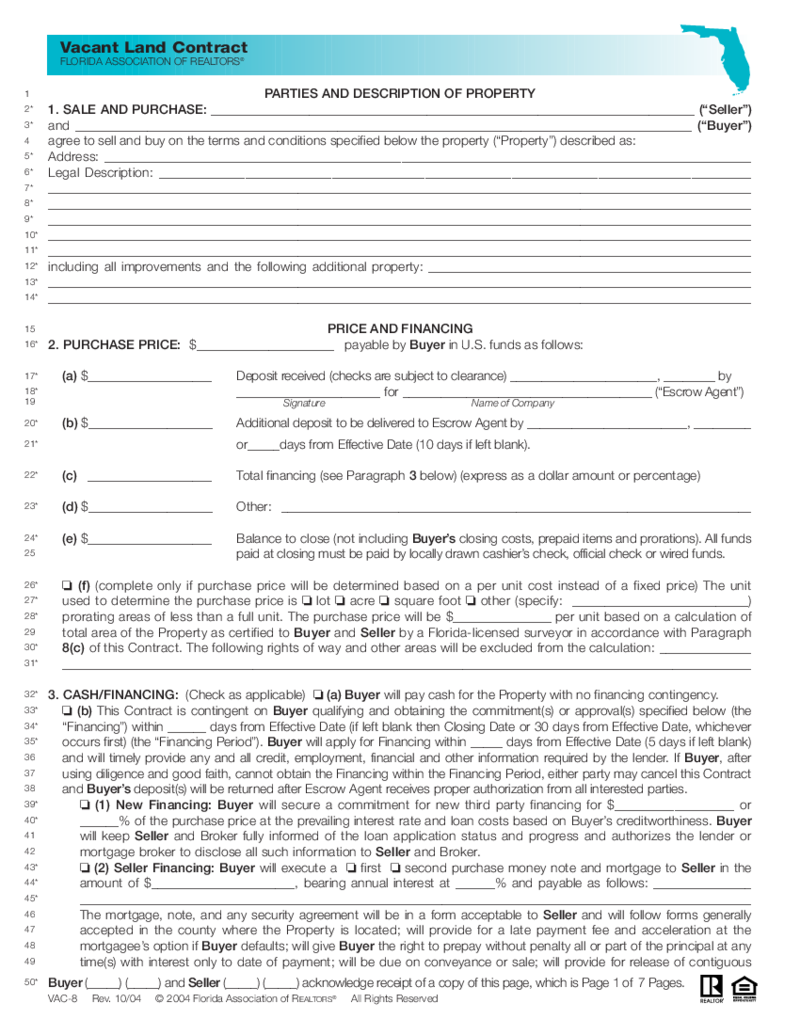 Florida Vacant Land Contract