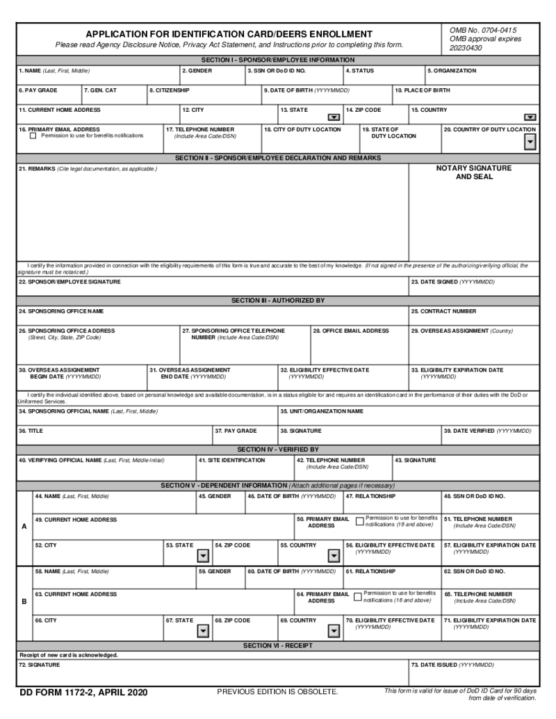 DD 1172-2 form