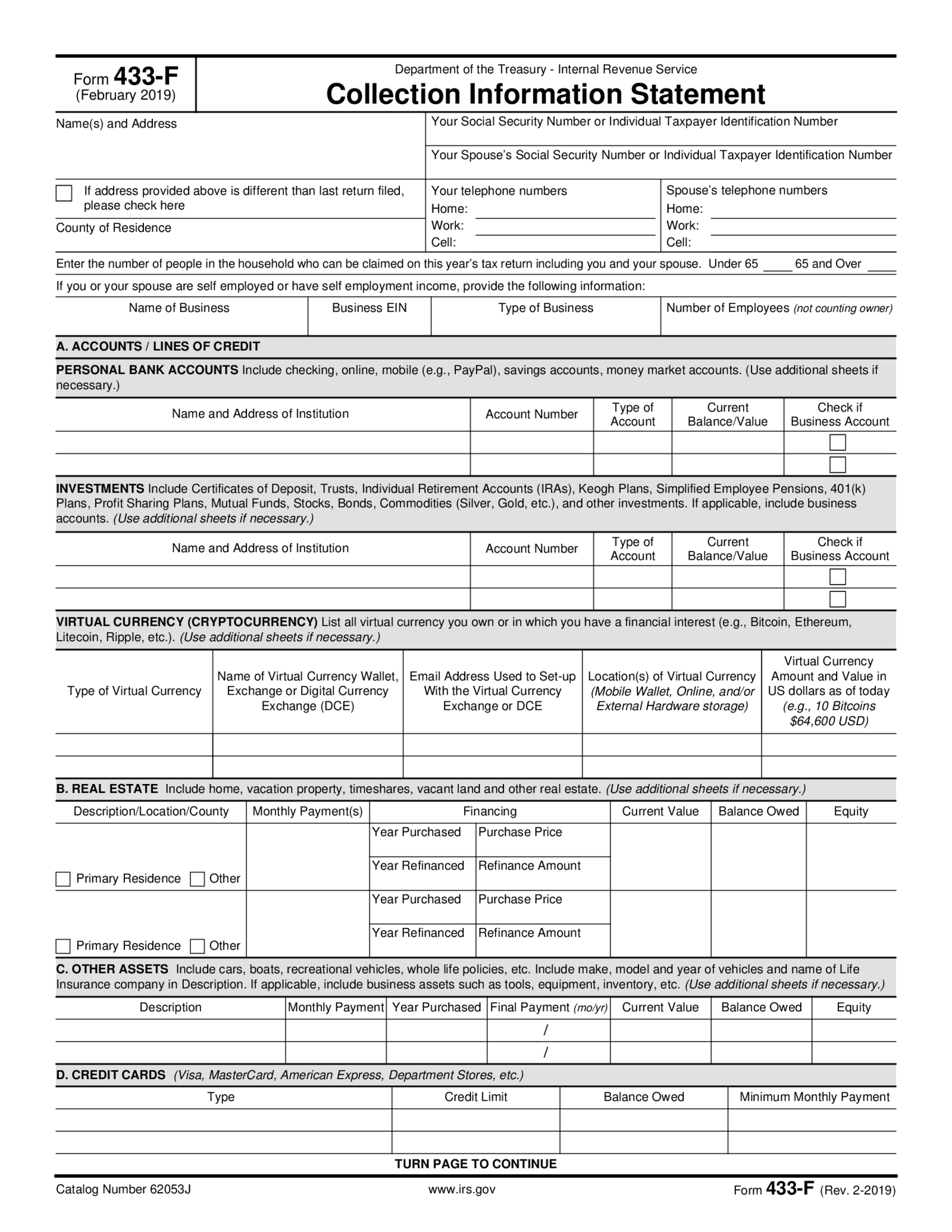 Form 433-F - Thumbnail