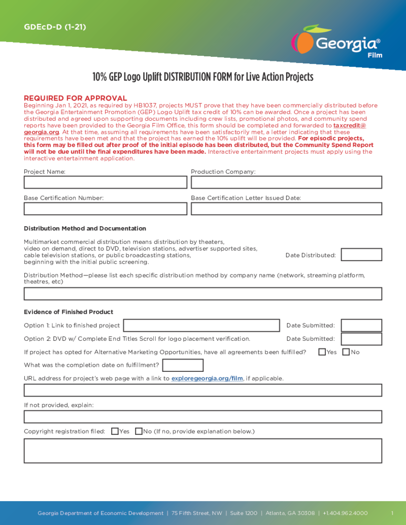 GEP Logo Uplift Distribution Form for Live Action Projects