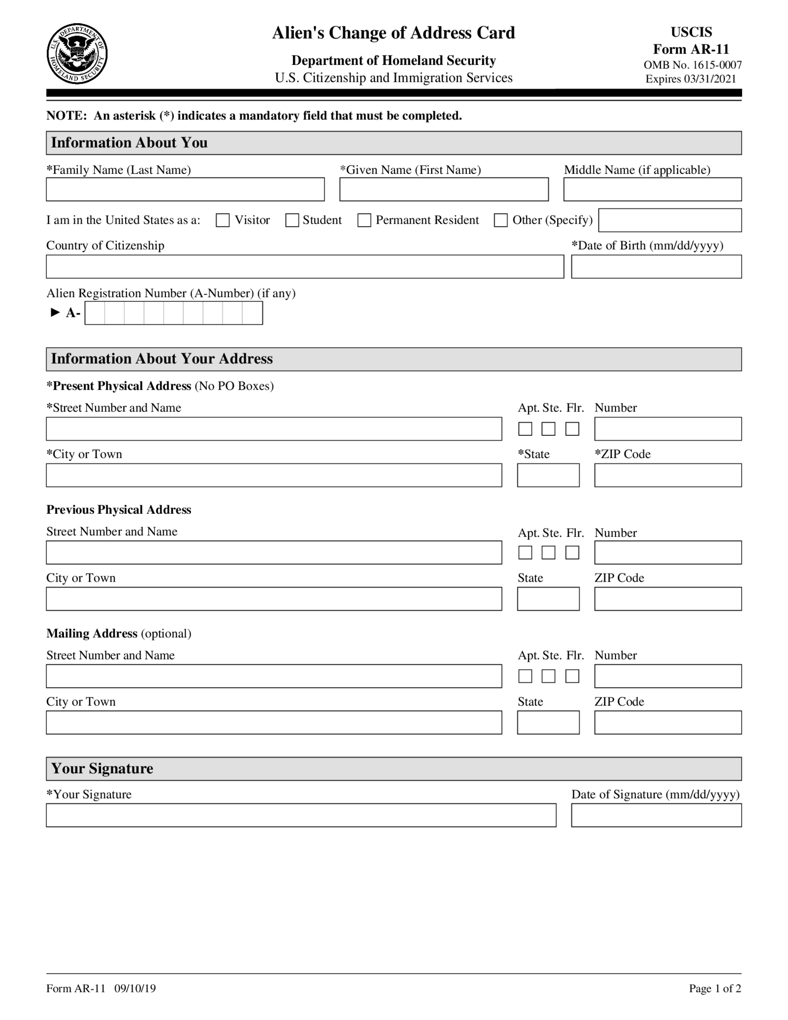 Fillable Form AR-11 - Thumbnail