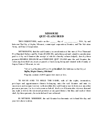 Missouri Quitclaim Deed Form - Thumbnail