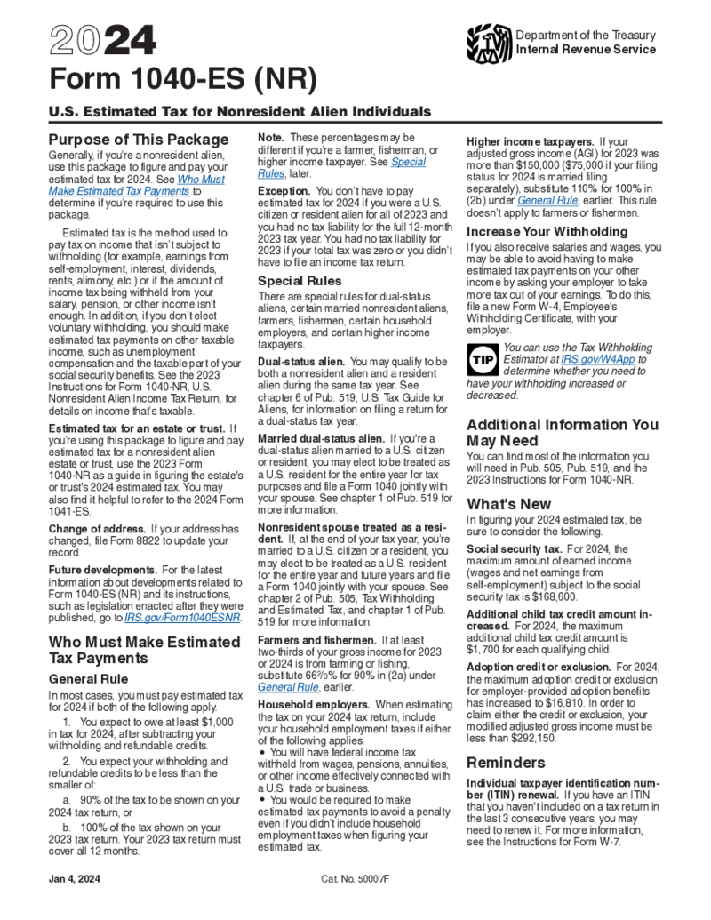 Form 1040-ES (NR) (2024)