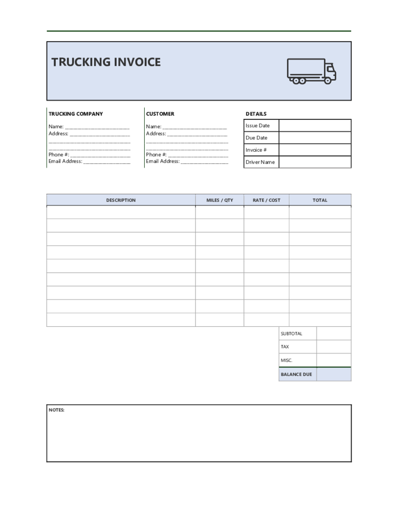 Trucking Invoice