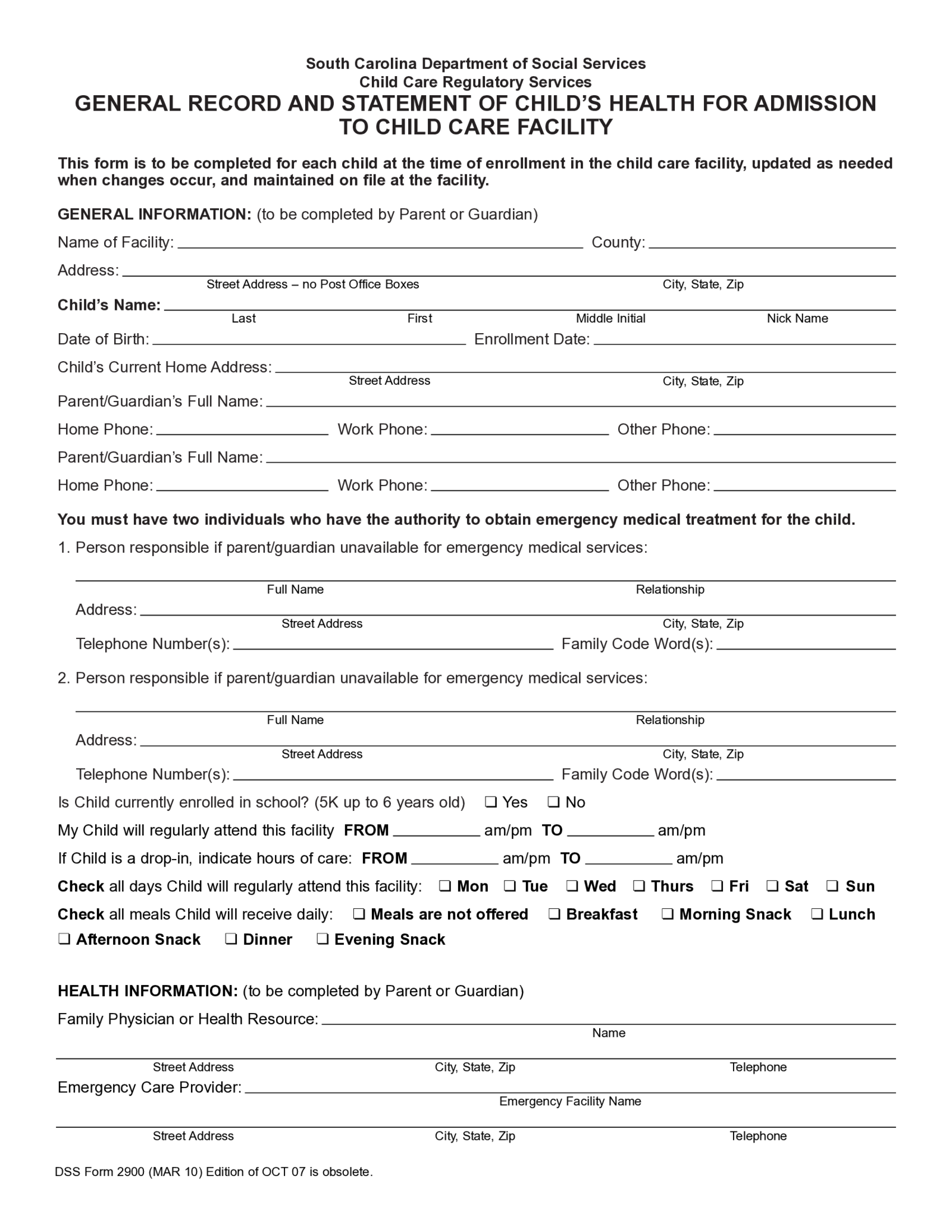 DSS Form 2900 - Thumbnail