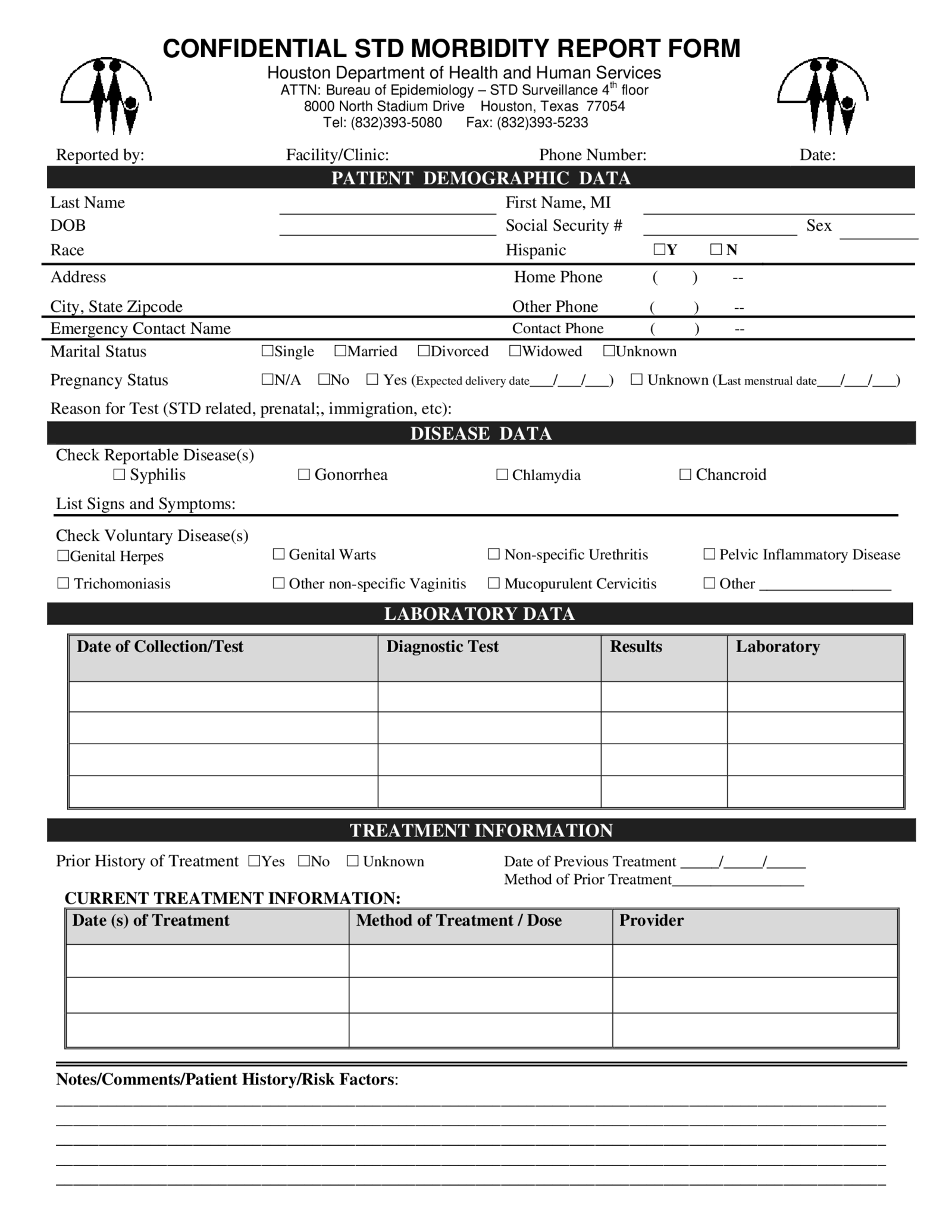 Confidential STD Morbidity Report Form - Thumbnail