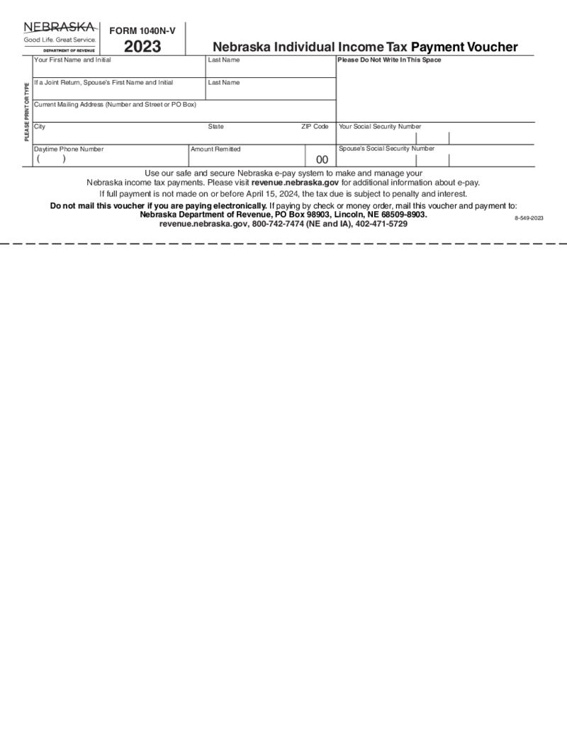 Nebraska Form 1040N-V