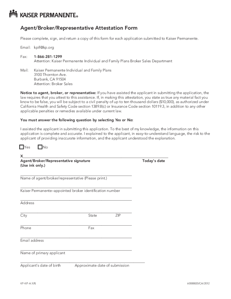 Broker Attestation Form