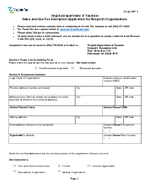 Fillable Virginia Tax Exemption Form - Thumbnail