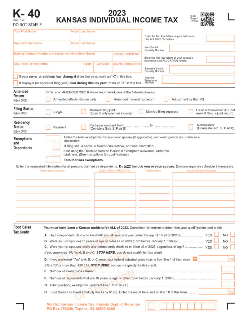 Kansas Form K-40