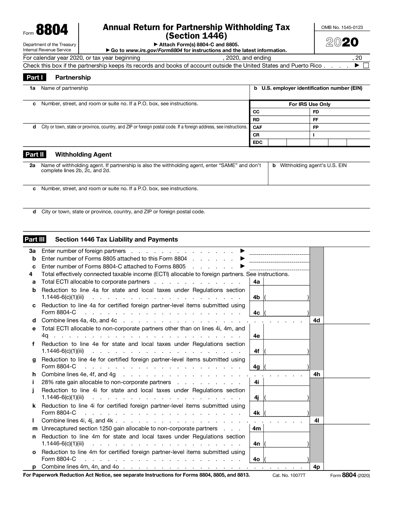 Form 8804 (2020) - Thumbnail