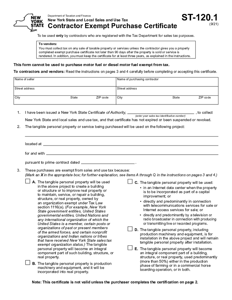 New York Form ST-120.1