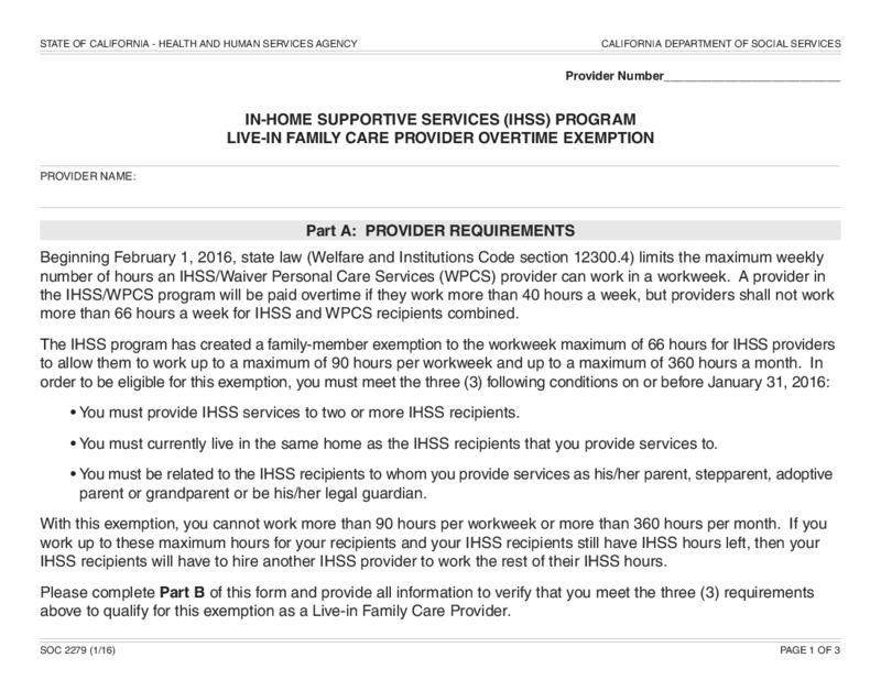 SOC 2279 Program Care Provider Overtime Exemption