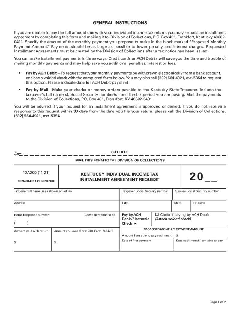 Kentucky Form 12A200