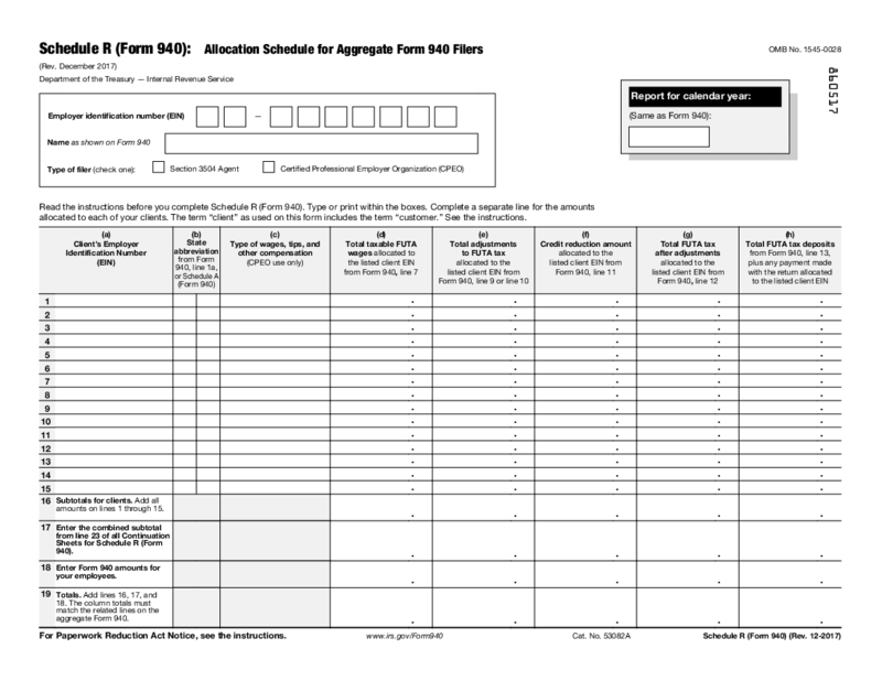 Form 940 Schedule R