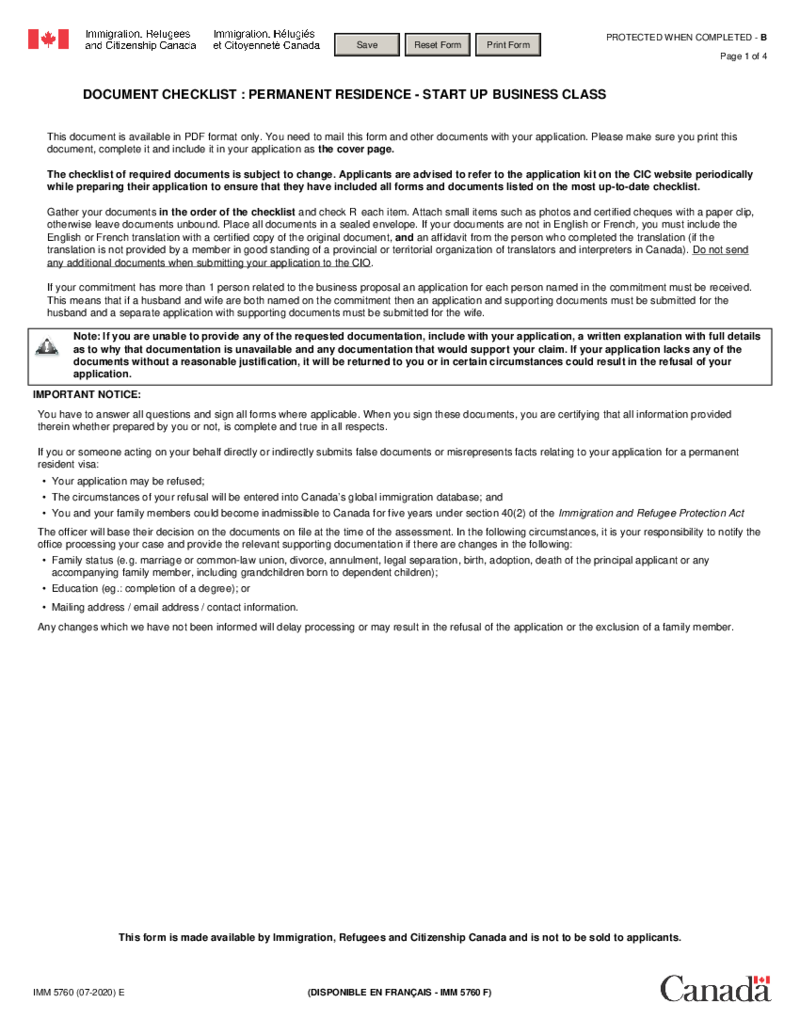 IMM 5760 E Document Checklist