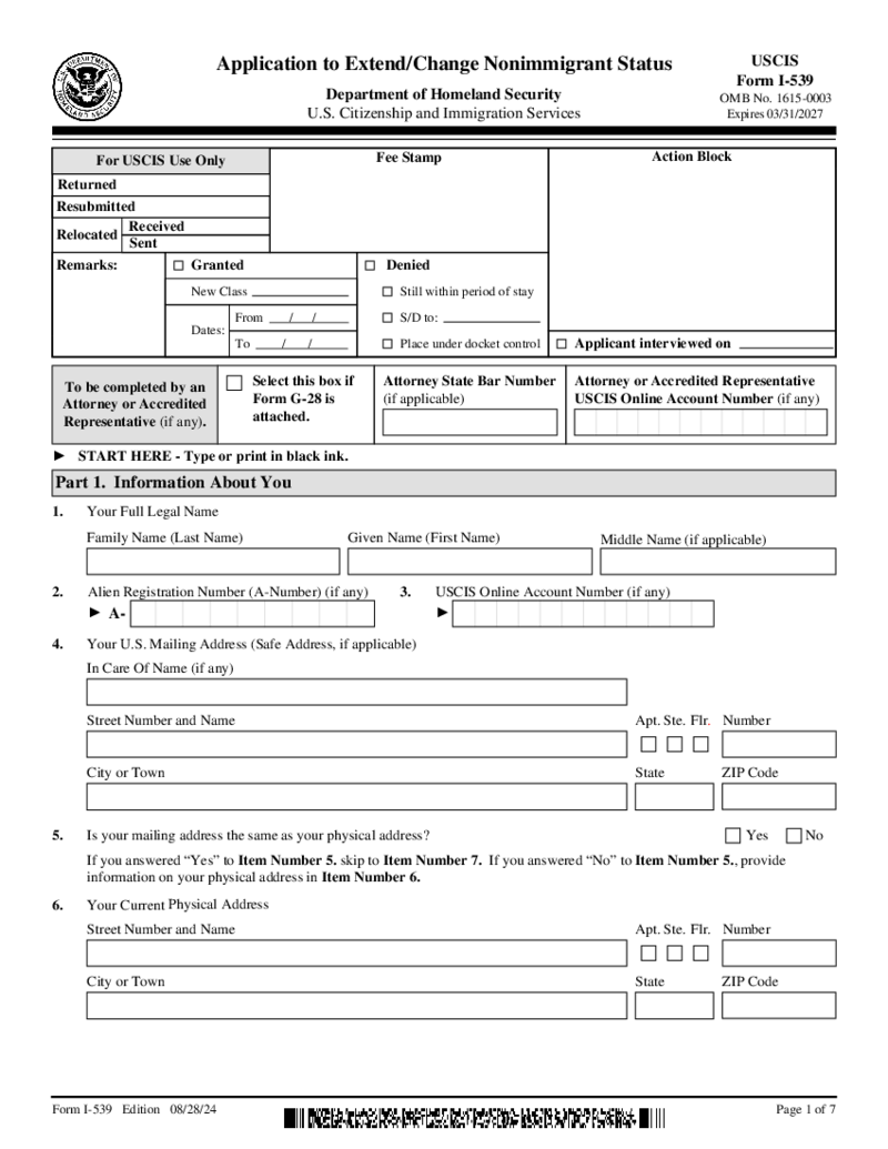 Form I-539