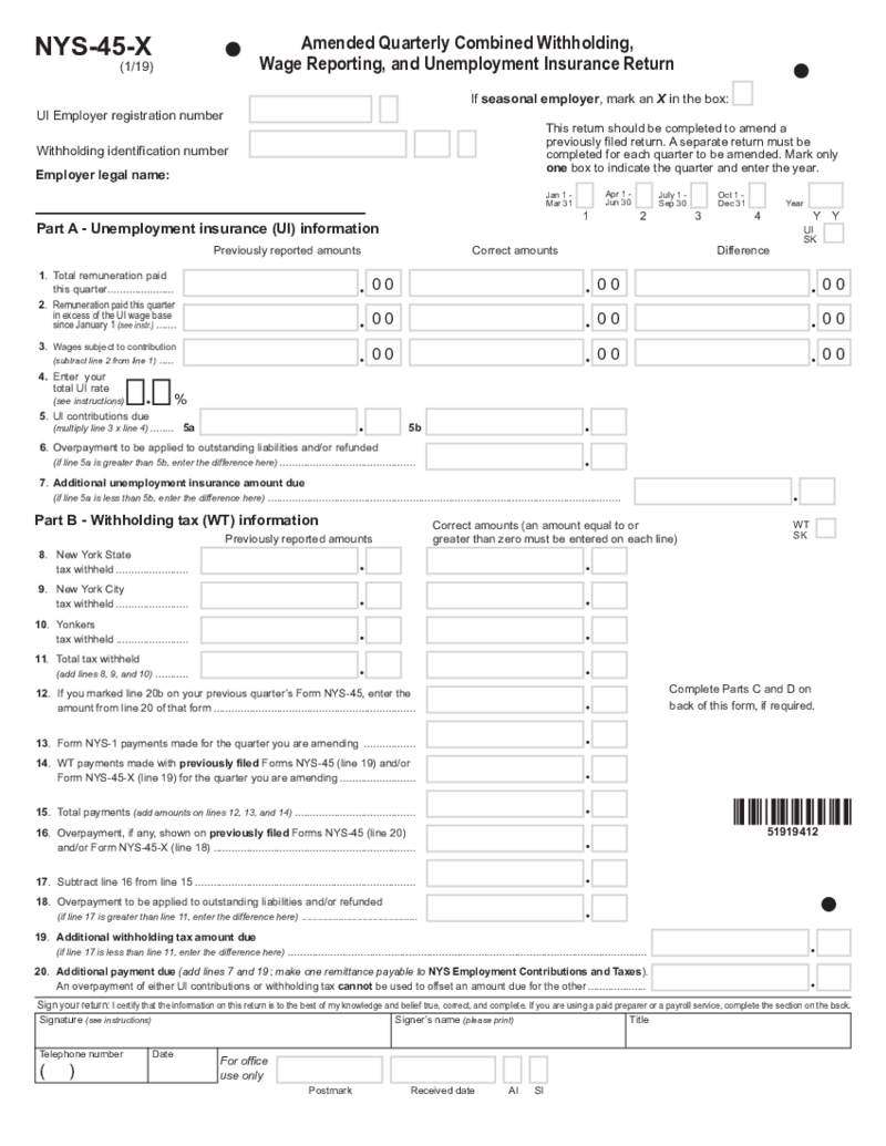 New York Form NYS-45-X