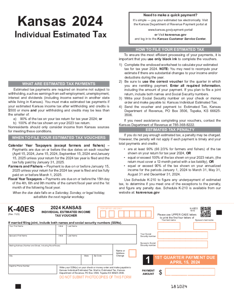 Kansas Form K-40ES