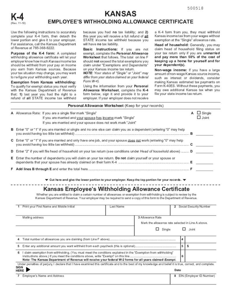 Kansas K 4 Form