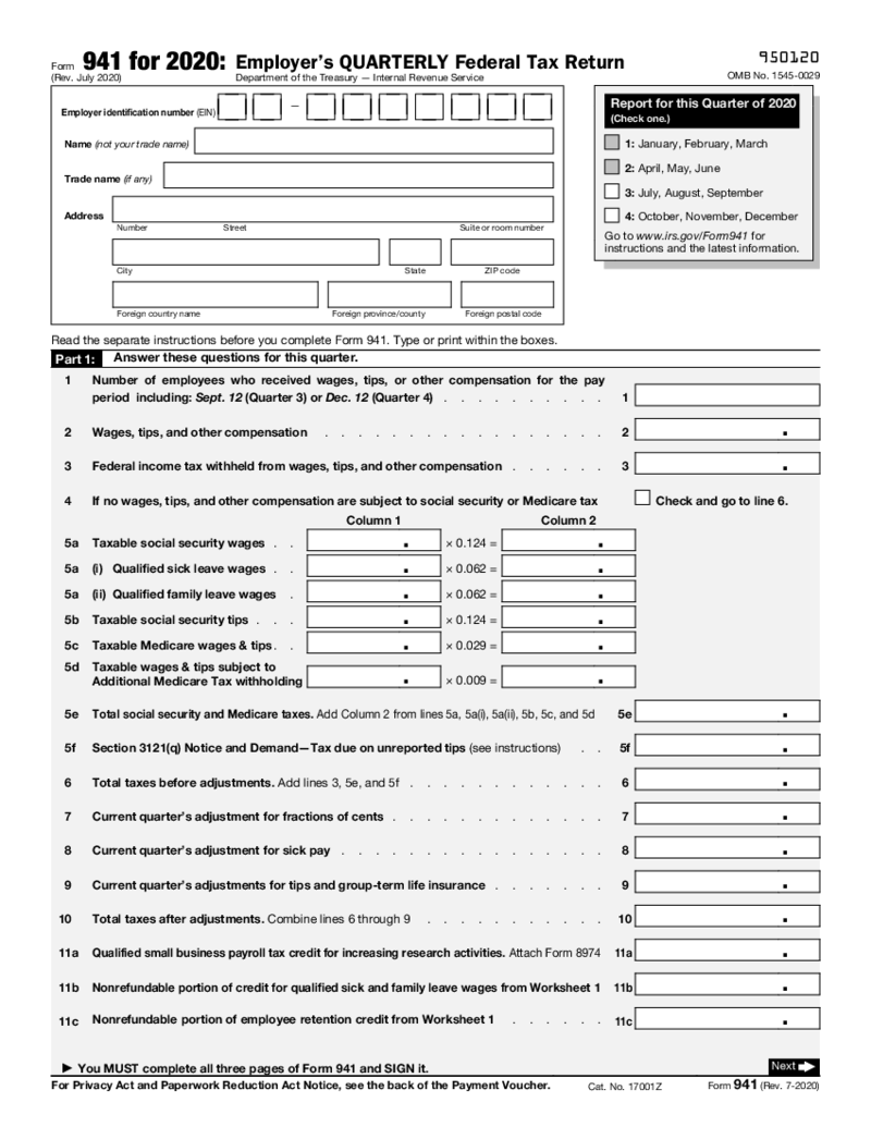 Form 941 (2020)