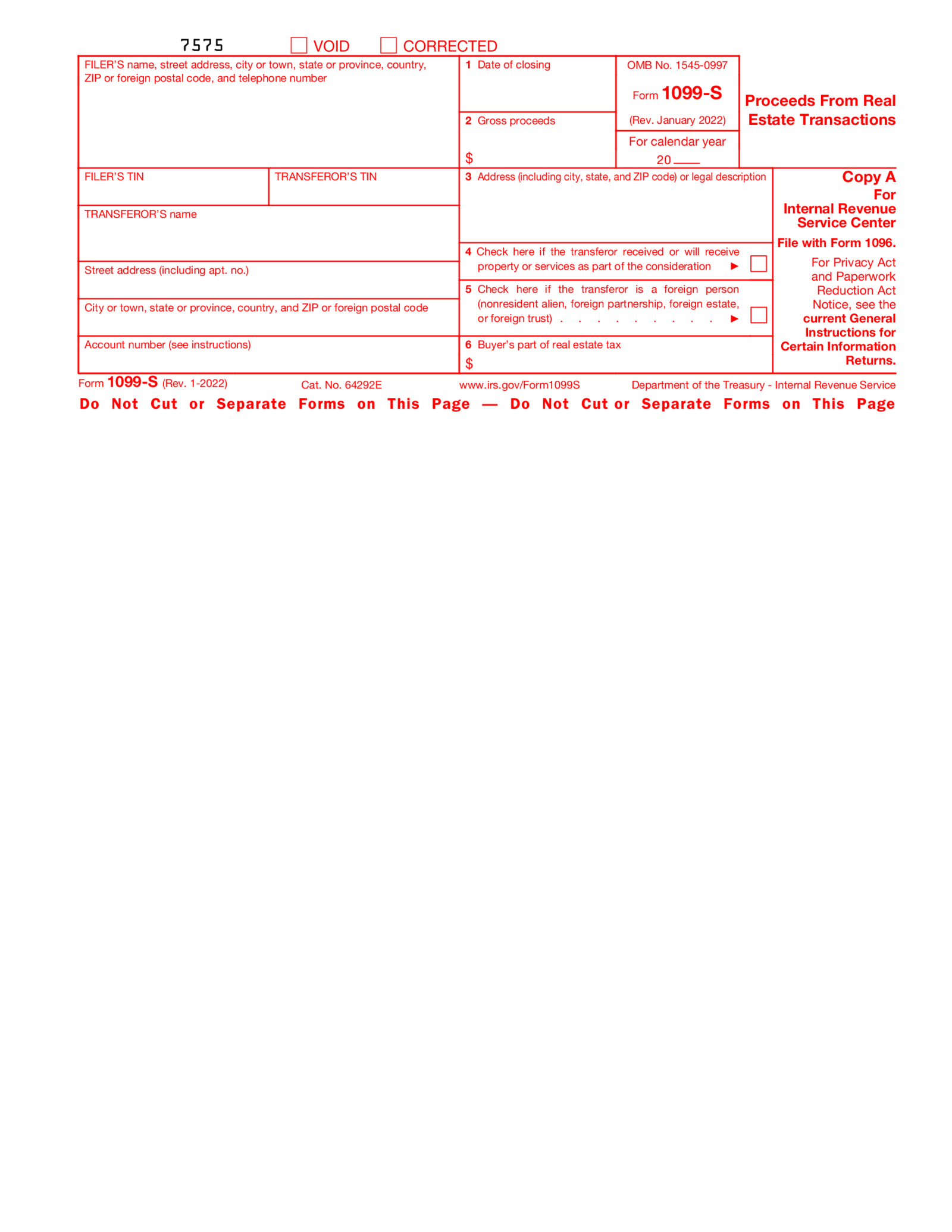 Form 1099-S (2023) - Thumbnail