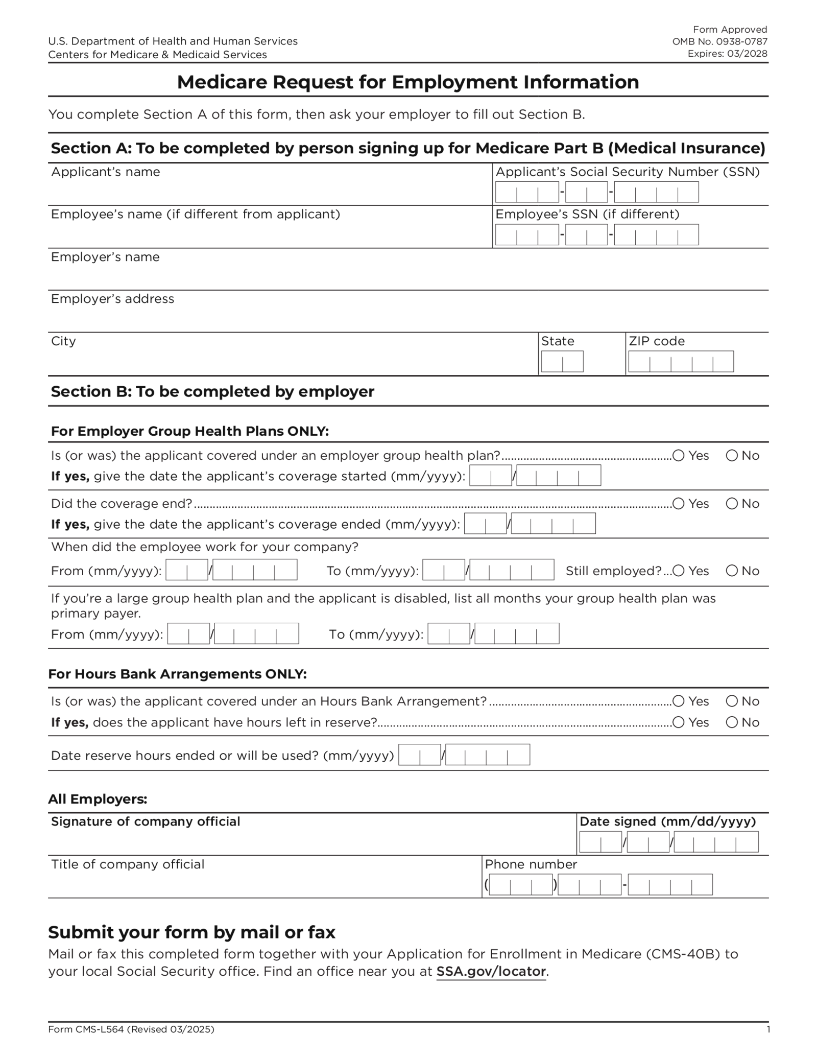 Form CMS-L564, Request for Employment Information - Thumbnail