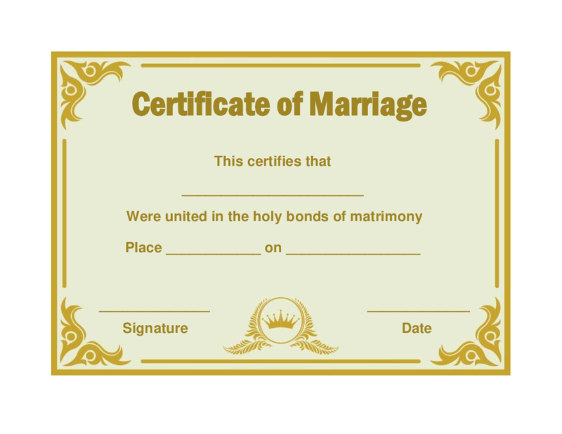 Marriage Certificate Template