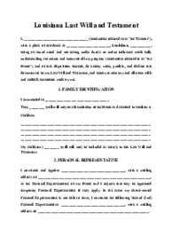 Louisiana Last Will and Testament Form - Thumbnail