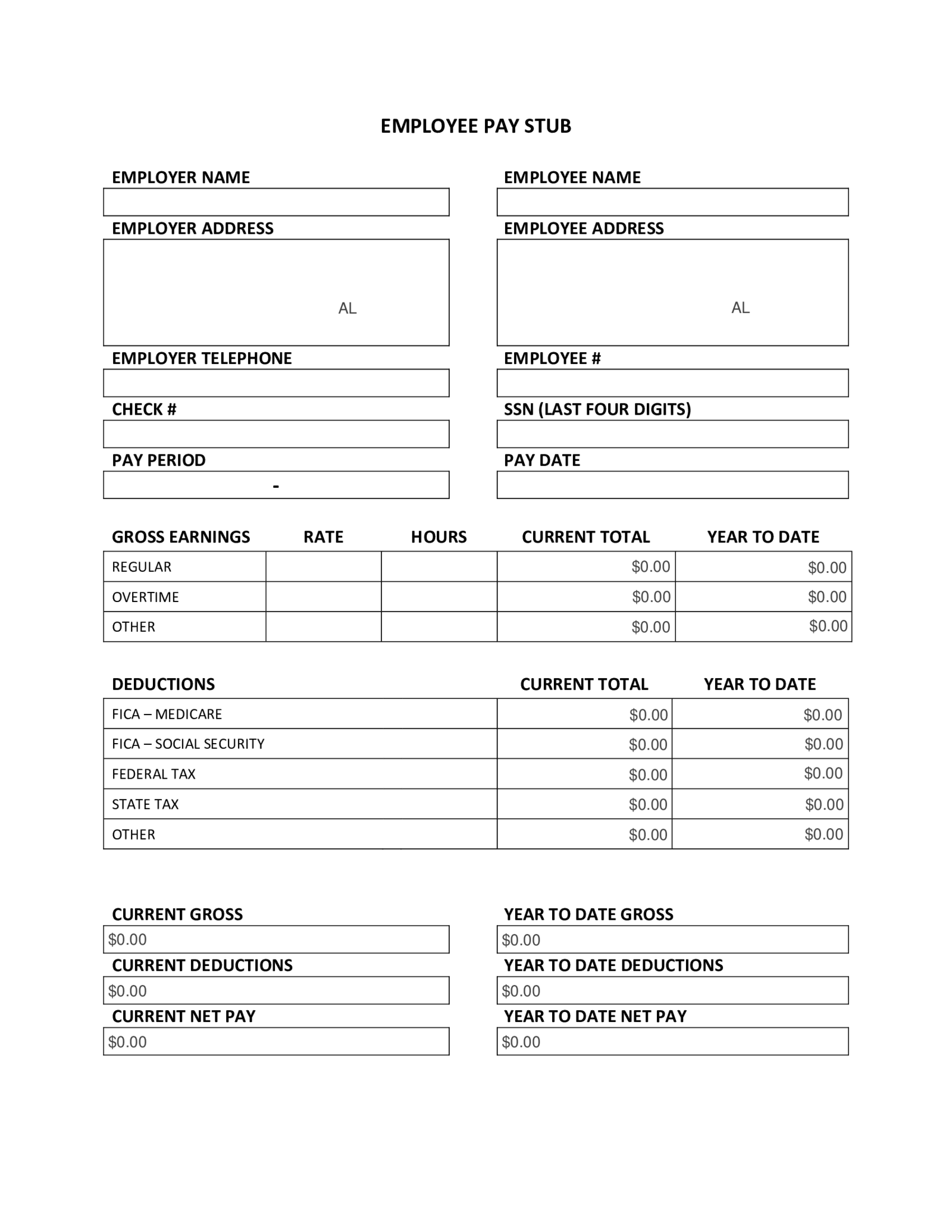 Pay Stub Template - Thumbnail