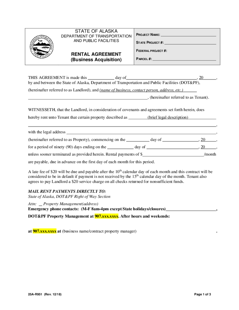 Fillable State of Alaska Rental Agreement