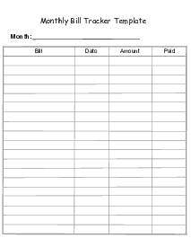 Fillable Monthly Bill Tracker Template - Thumbnail