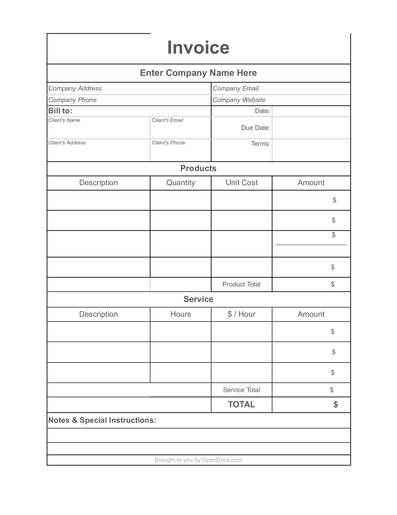 Google Sheets Invoice - Thumbnail