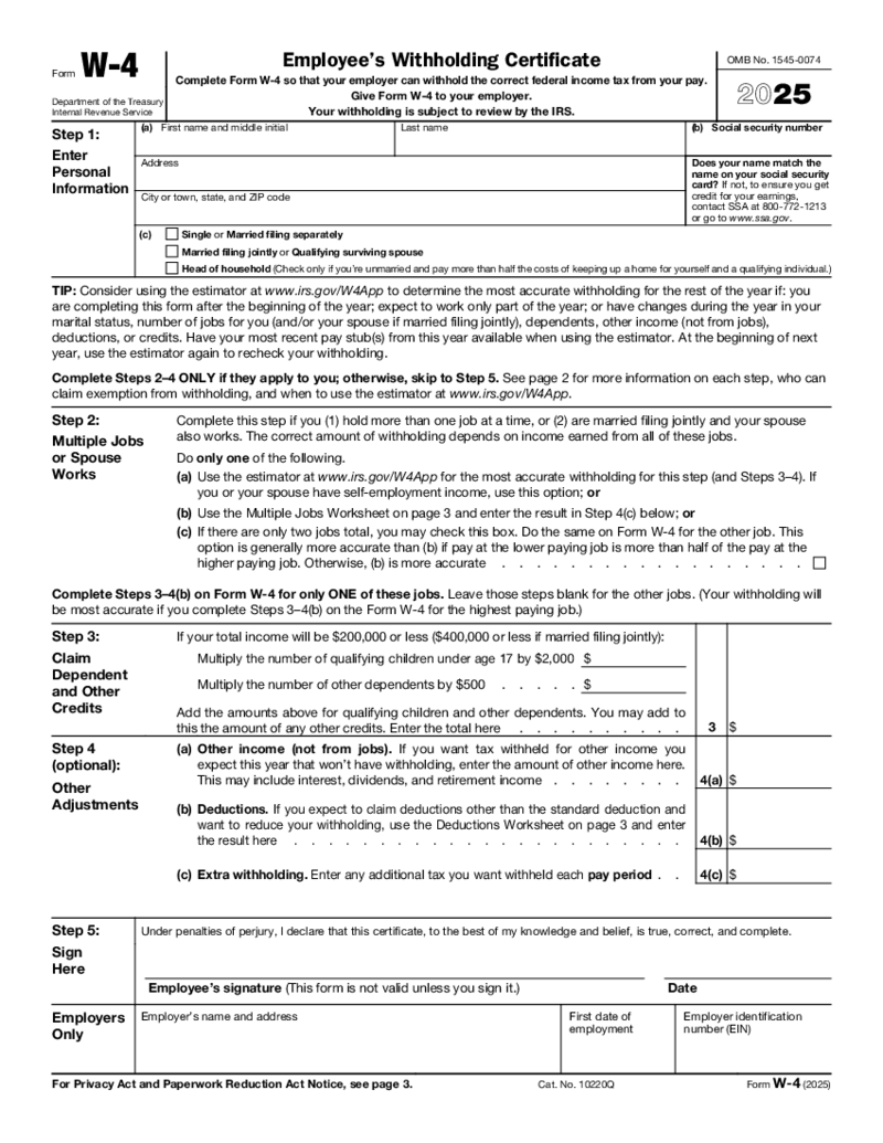 Form W-4 (2025)
