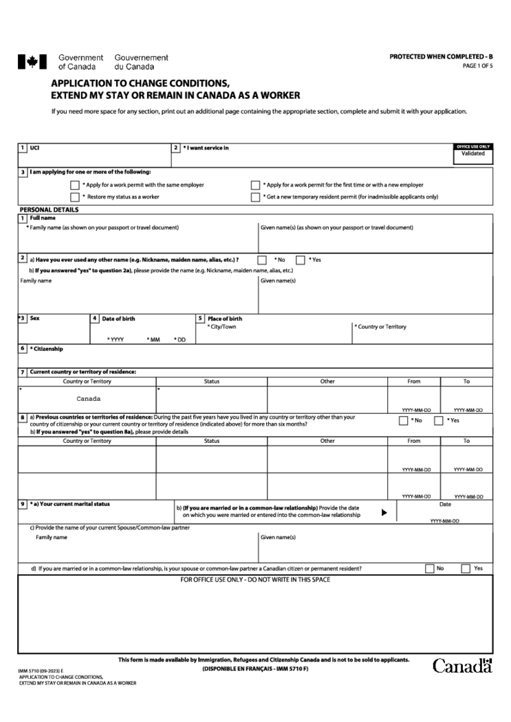 IMM 5710 Form