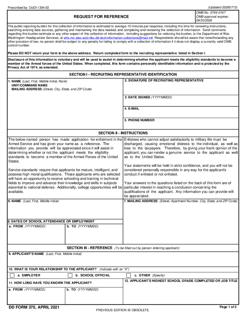 DD Form 370