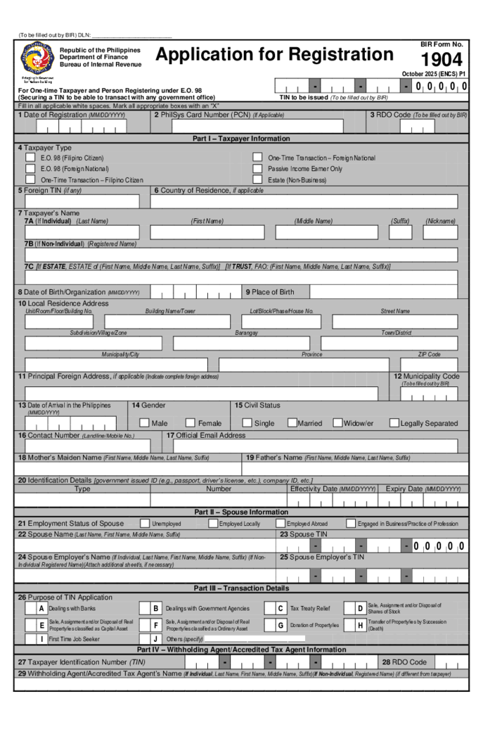BIR Form 1904