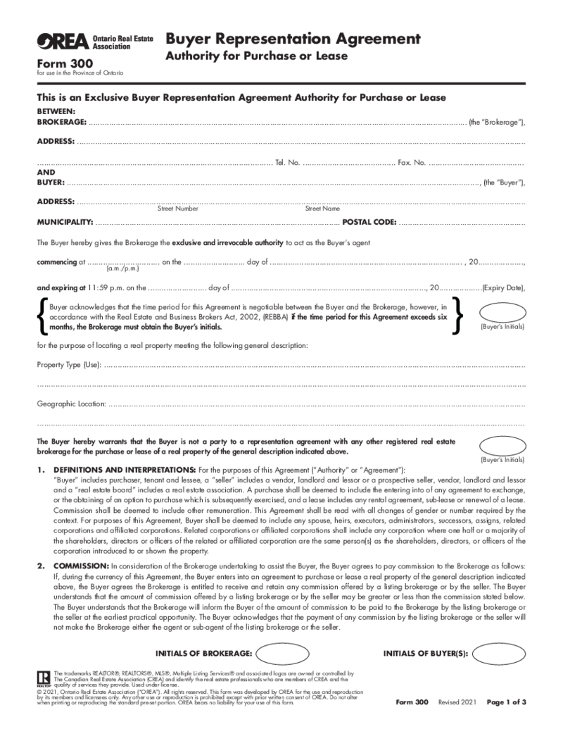 OREA Form 300