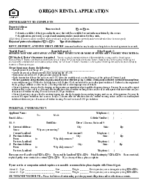 Oregon Rental Application - Thumbnail